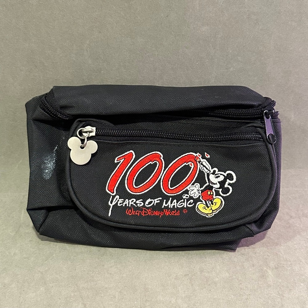 Disney World 100 Years of Magic Mickey Mouse Fanny Pack Waist Bag Black Canvas